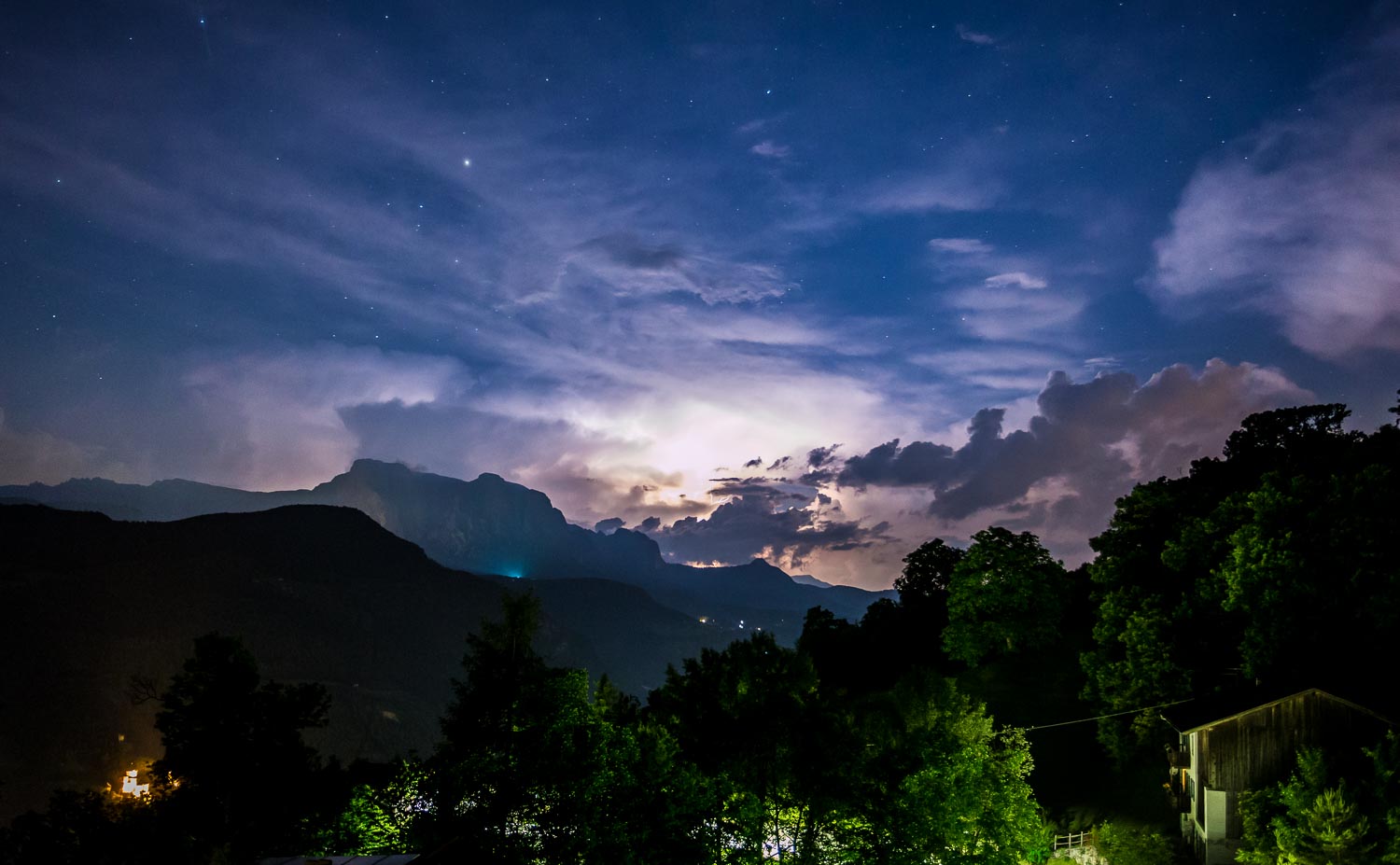 nacht, blitz, unwetter, wolken