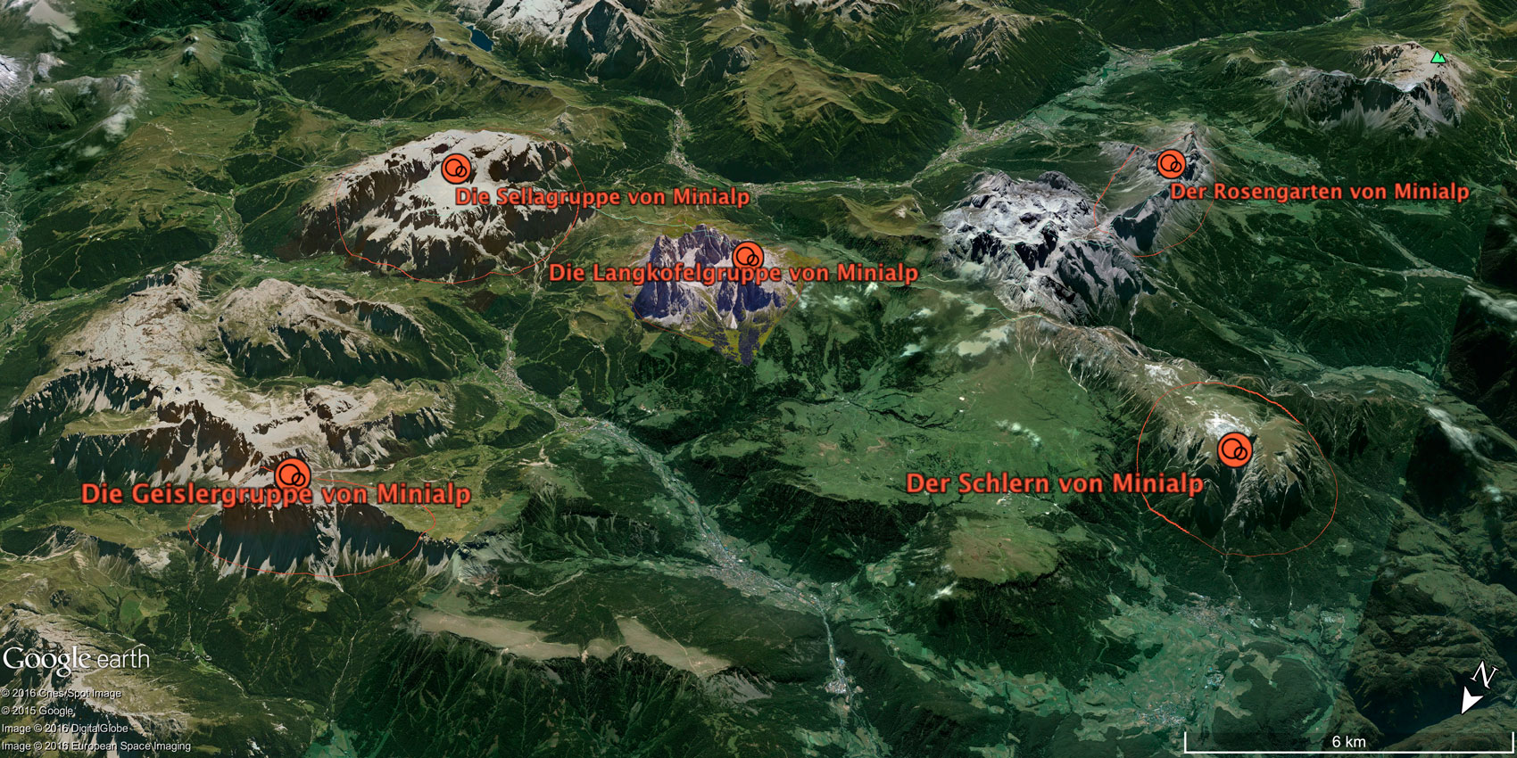 minialp, berggruppen, Schlern, Rosengarten, Langkofelgruppe, Sellagruppe, Geislergruppe